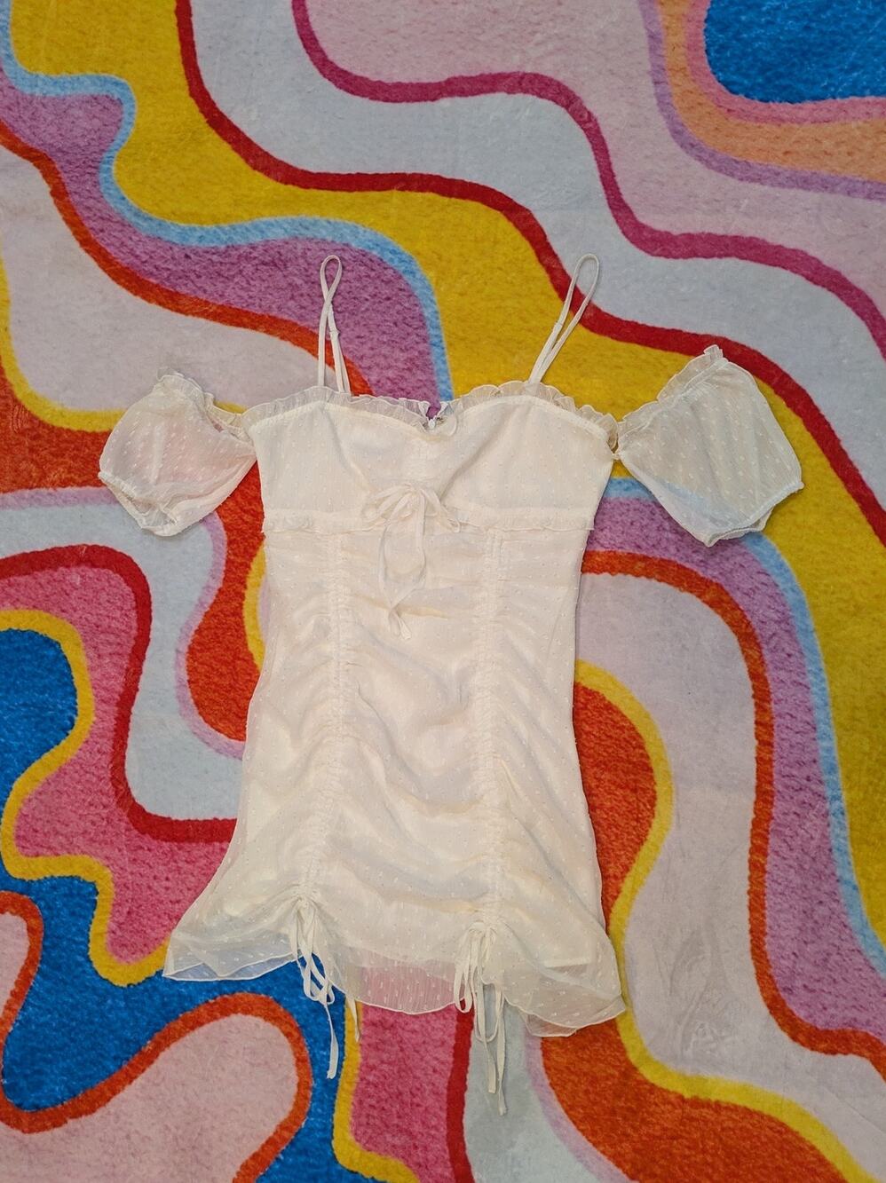 ACOA Party Cocktail White Lace Mini Dress